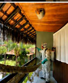 Aplicação de ignifugante em varanda